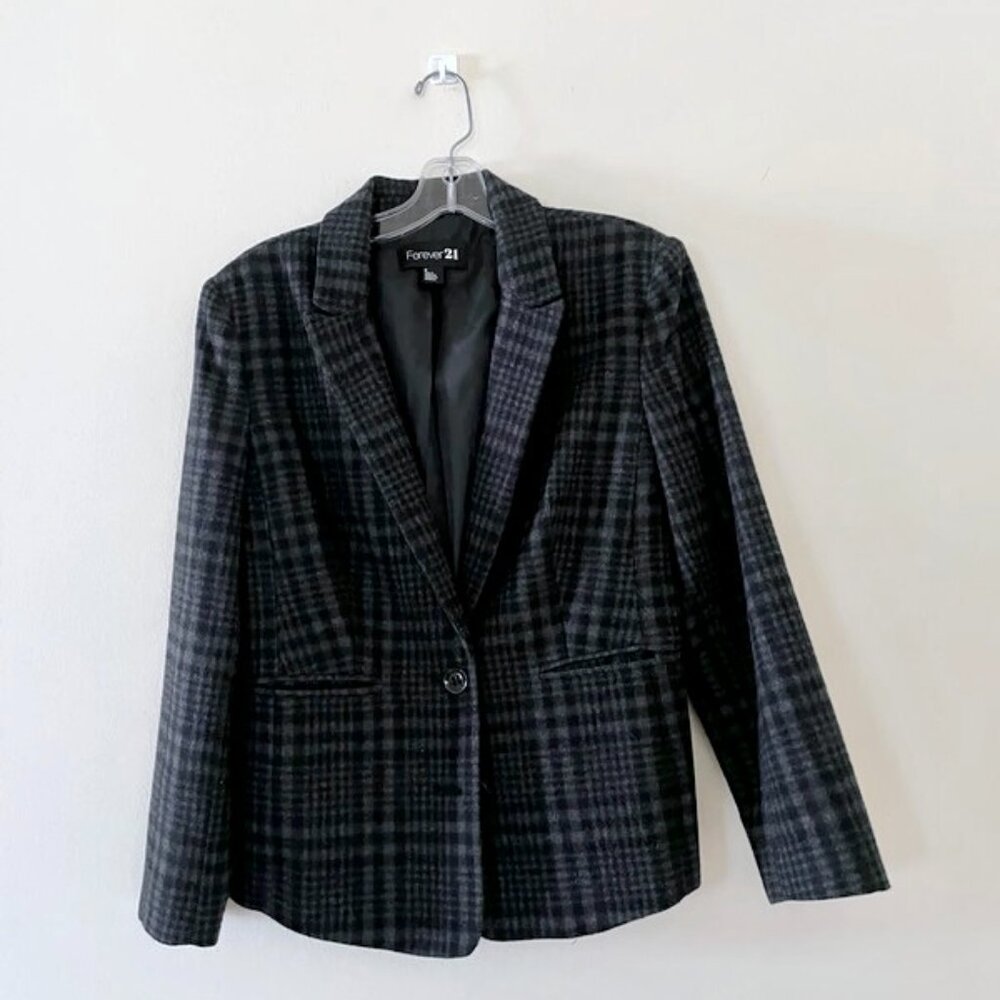 FOREVER 21 Checkered coat, jacket, buttoned blazer